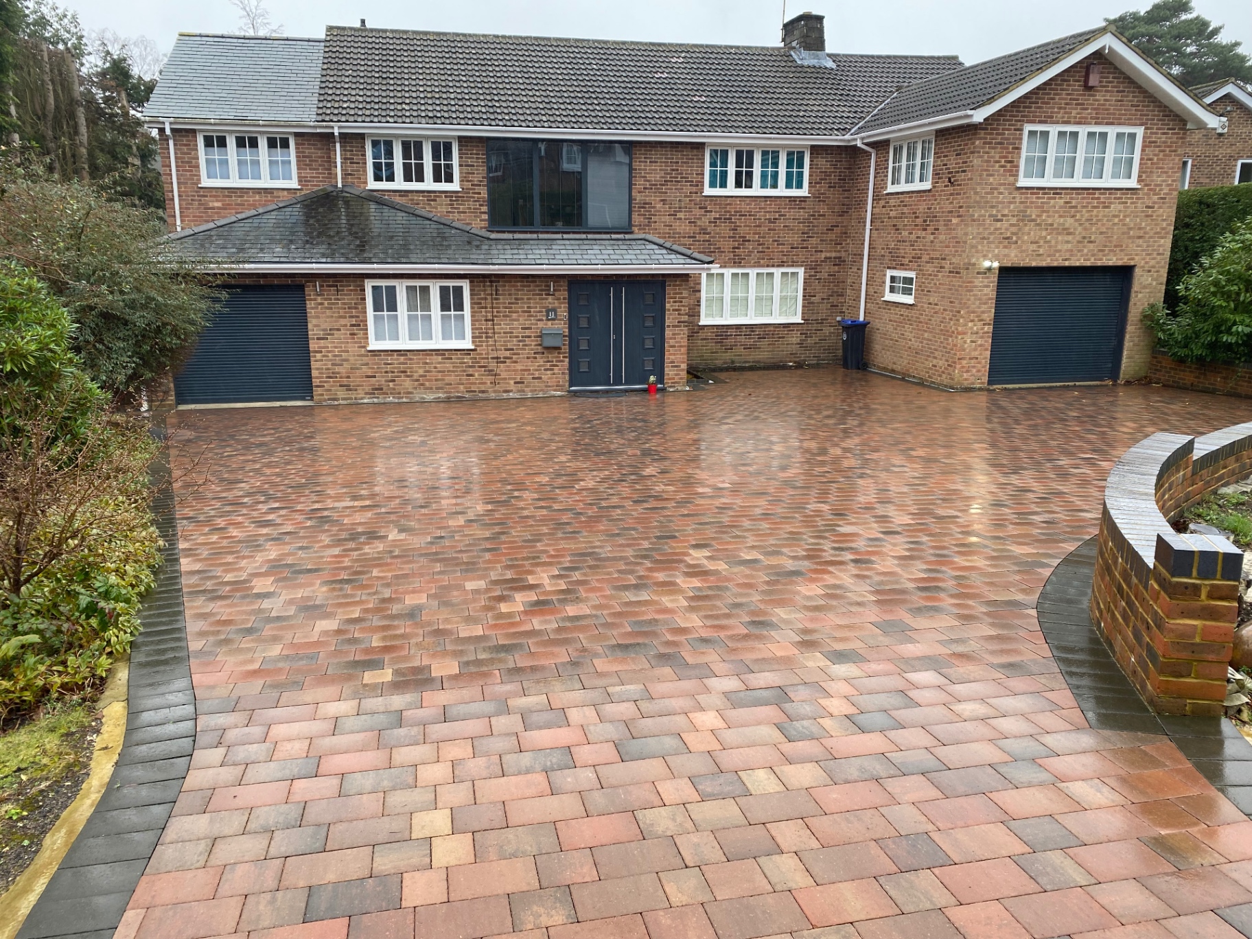 Block paved driveway with contrasting border installed at a Haslemere home